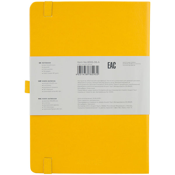 Notes Axent Partner Prime 8305-08-A, 145*210, 96 kartek, kratka, żółty