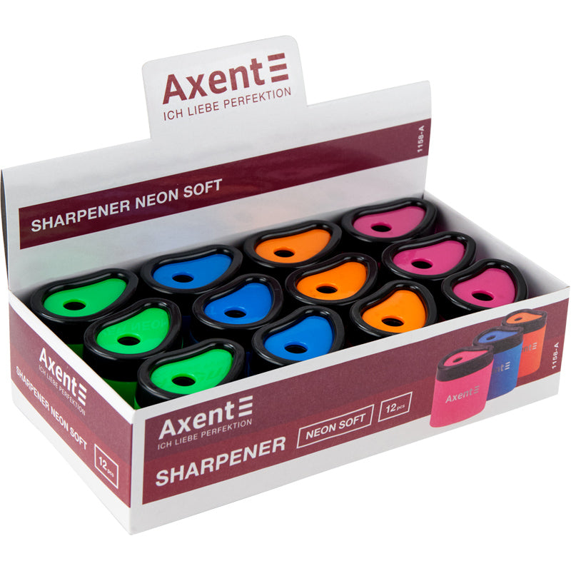 Pencil sharpener with a container Axent Neon soft 1158-A, assorted colors