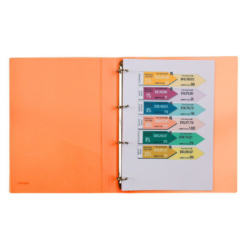 4-rings folder Axent 1208-25-A, 35 mm, A4, ransparent orange