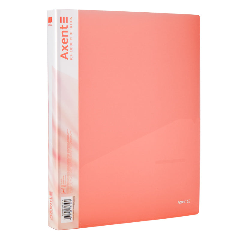 4-rings folder Axent 1208-24-A, 35 mm, A4, ransparent red