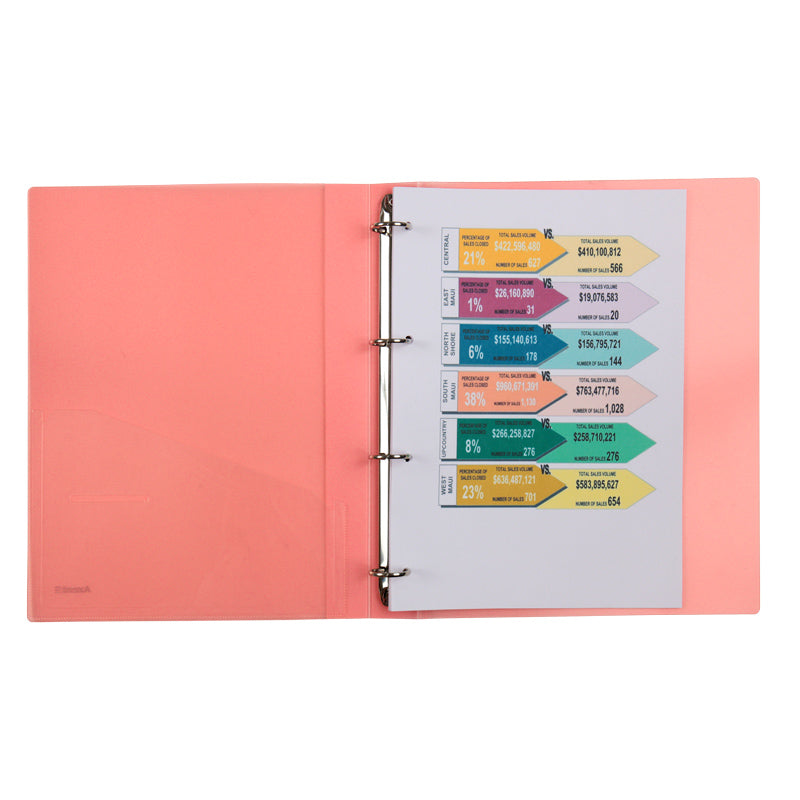 4-rings folder Axent 1208-24-A, 35 mm, A4, ransparent red