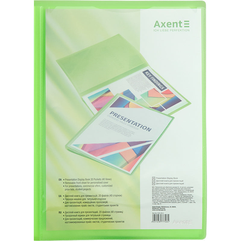Display-book Axent 1020-26-A, 20 files, A4, green
