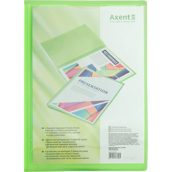 Display-book Axent 1020-26-A, 20 files, A4, green
