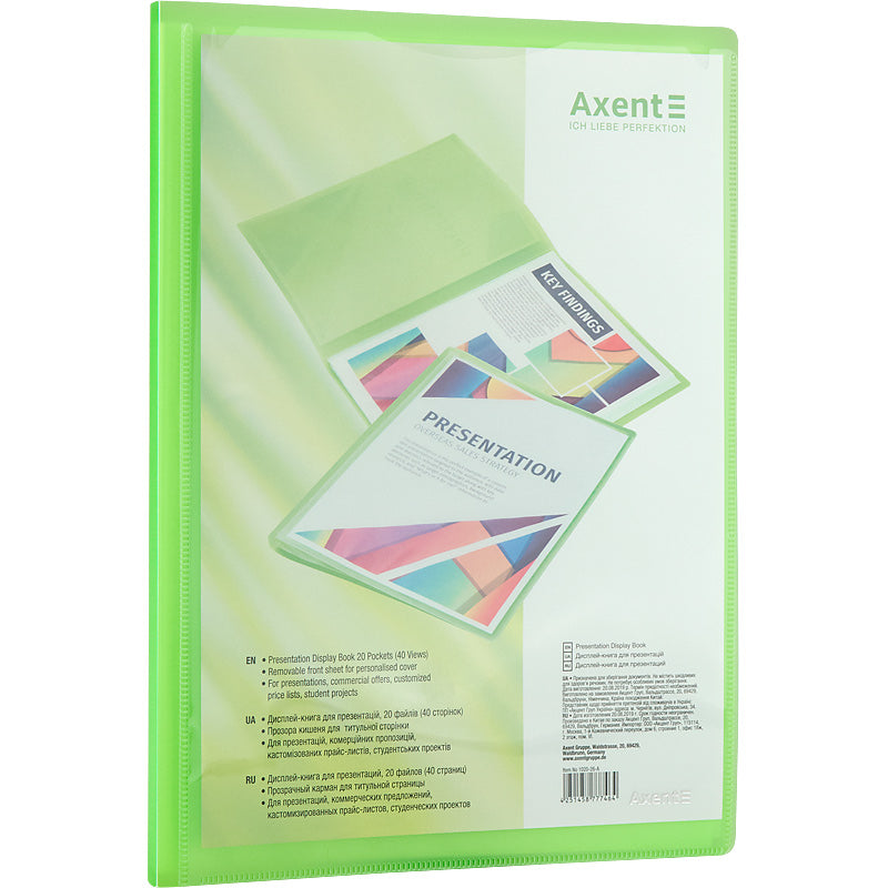 Display-book Axent 1020-26-A, 20 files, A4, green