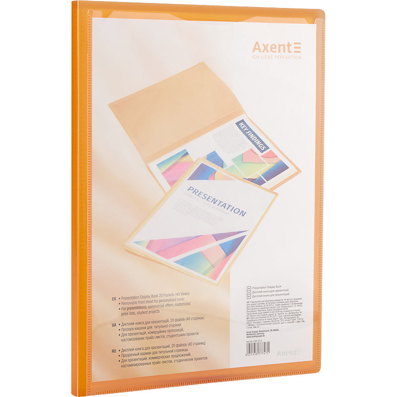 Display-book Axent 1020-25-A, 20 files, A4, orange