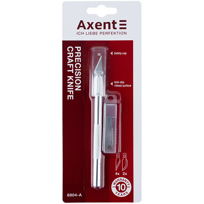 Precision craft knife, metal body (Al) Axent 6904-A, 5 spare blades