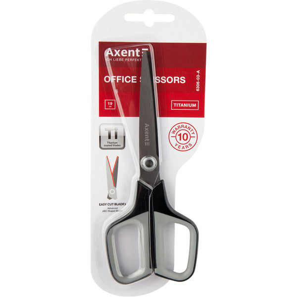 Office scissors Axent Titanium 6306-03-A, 19 cm, graphite-grey