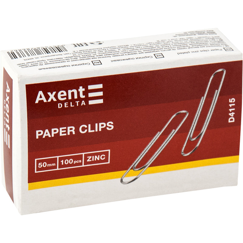 Zinc paper clip Delta D4115, 25 mm, 100 pcs