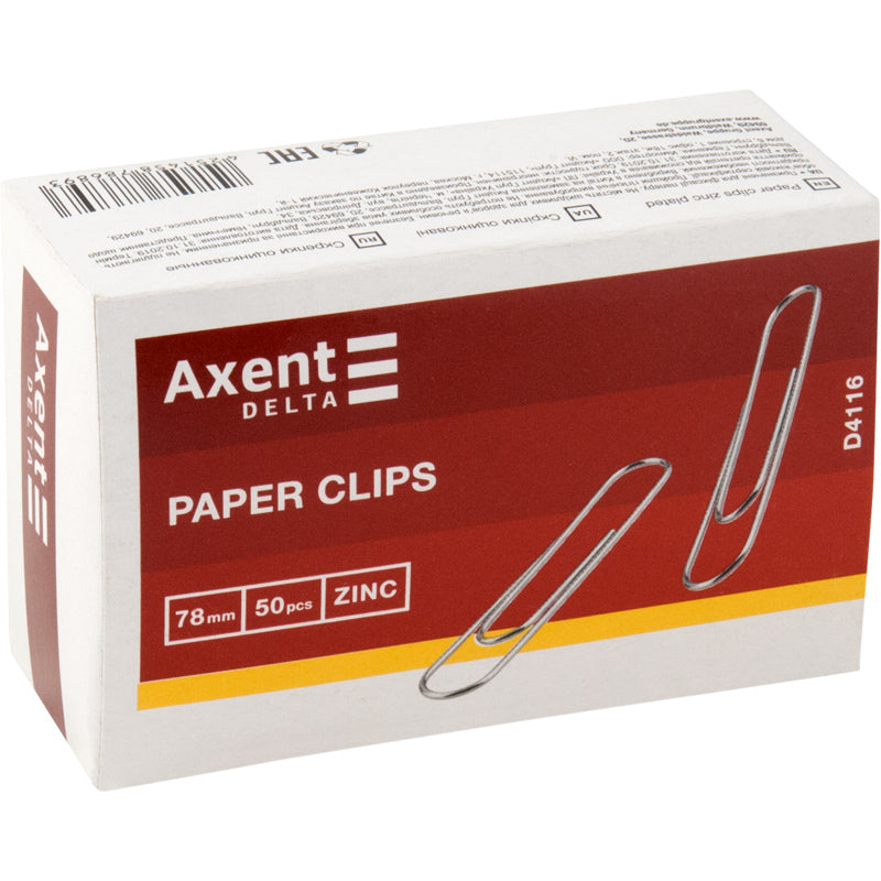 Zinc paper clip Delta D4116, 25 mm, 100 pcs