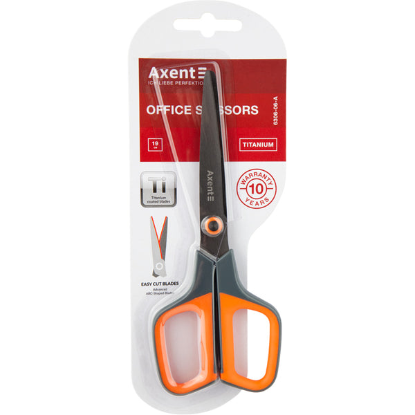 Office scissors Axent Titanium 6306-06-A, 19 cm, grey-orange