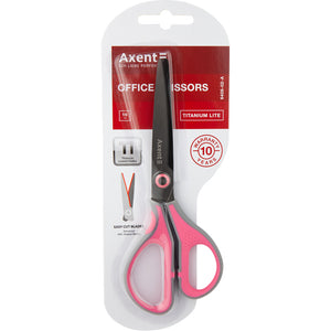 Office scissors Axent Titanium Lite 6406-02-A, 19 cm, grey-pink