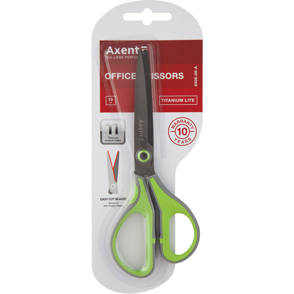 Office scissors Axent Titanium Lite 6406-09-A, 19 cm, grey-green