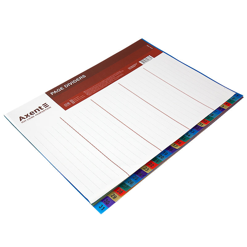 Page divider Axent 1931-10-A, 1-31, multicolor