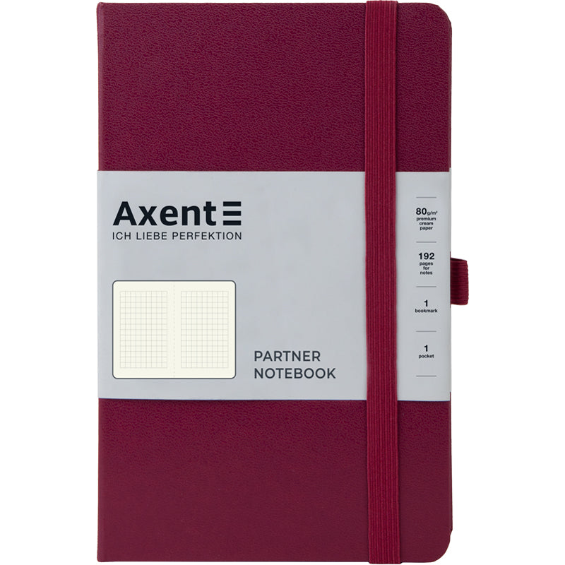 Notebook Axent Partner 8201-46-A, A5-, 125x195 mm, 96 sheets, squared, hard cover, wine