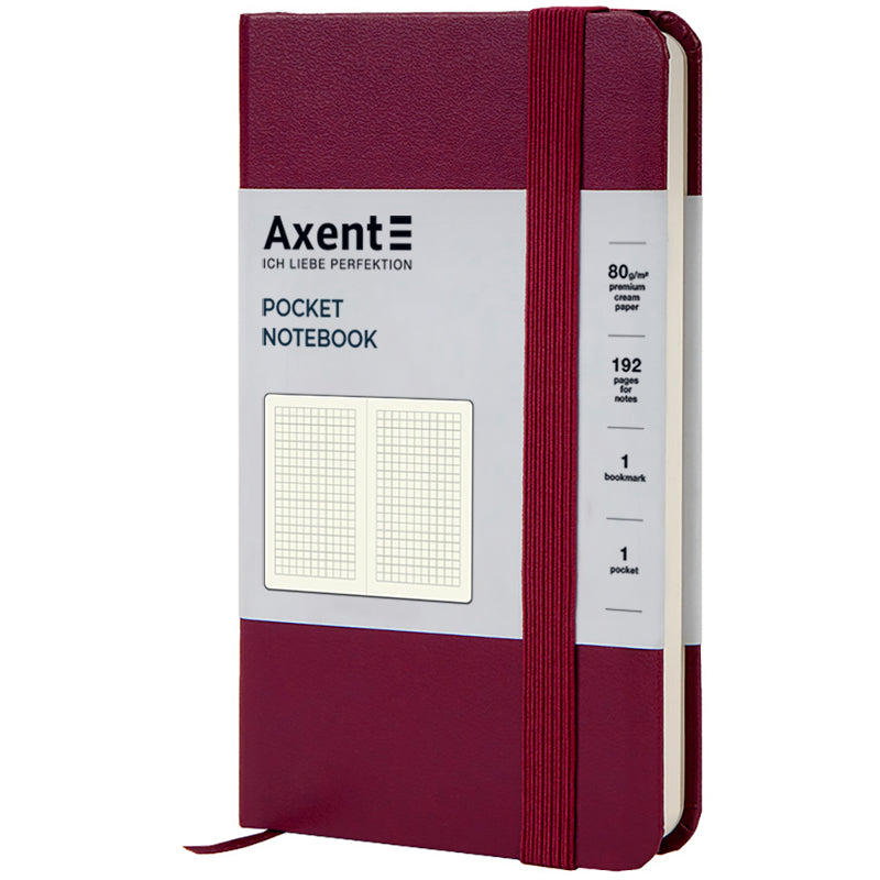 Notebook Axent Partner 8301-46-A, A6-, 95x140 mm, 96 sheets, squared, hard cover, wine
