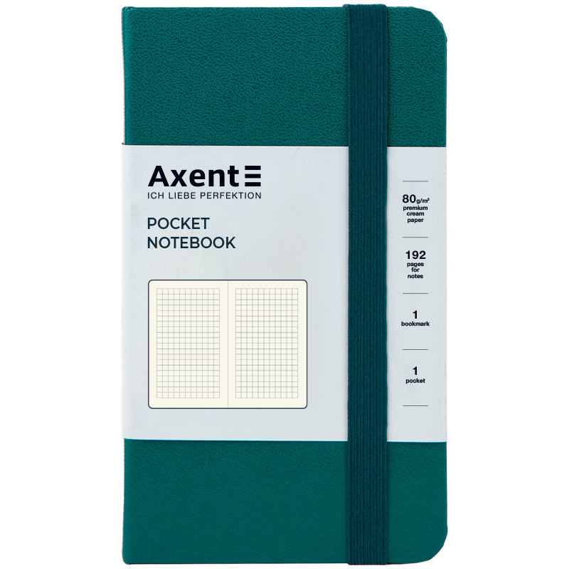 Notebook Axent Partner 8301-31-A, A6-, 95x140 mm, 96 sheets, squared, hard cover, malachite