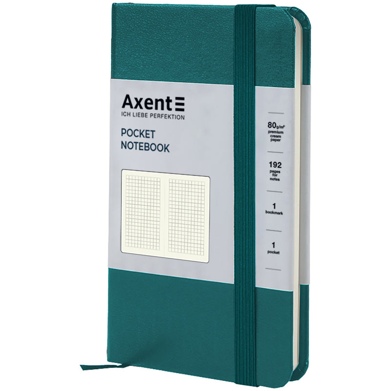 Notebook Axent Partner 8301-31-A, A6-, 95x140 mm, 96 sheets, squared, hard cover, malachite