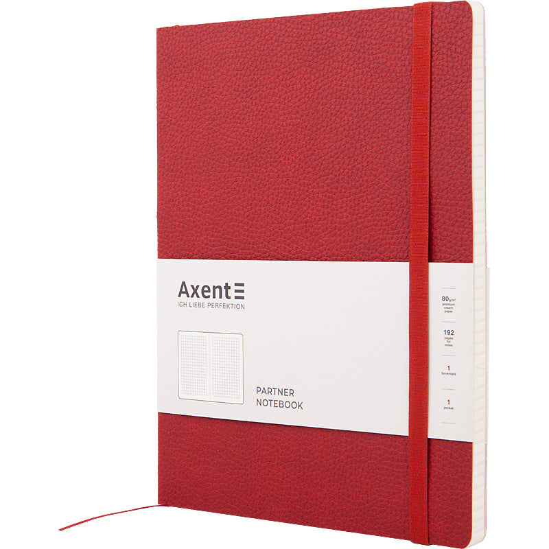 Notes Axent Partner Soft L 8615-06-A,190*250, 96 kartek, kratka, czerwony
