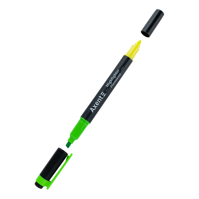 Marker Axent Highlighter Dual 2534-04-A, 2-4 mm, green+yellow