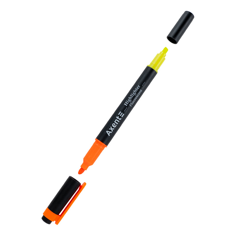 Marker Axent Highlighter Dual 2534-12-A, 2-4 mm, orange+yellow
