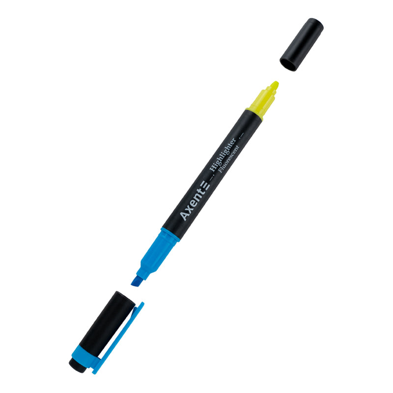 Marker Axent Highlighter Dual 2534-02-A, 2-4 mm, blue+yellow