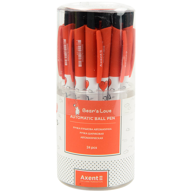Ballpoint pen Axent Bear's love AB1090-35-A, retractable, blue