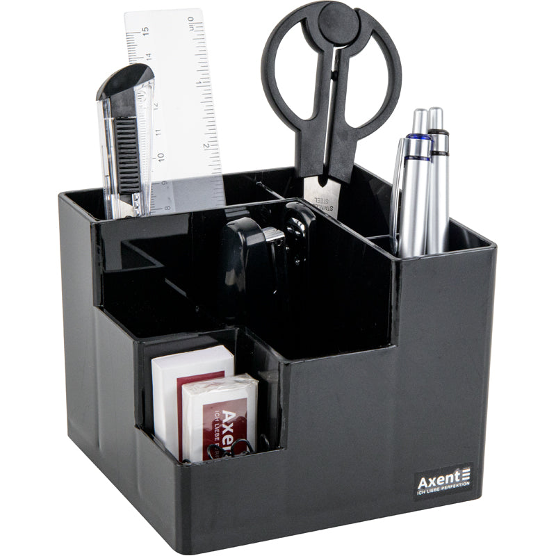 Desktop stationery organizer Axent Cube 2106-01-A, in a color box, black