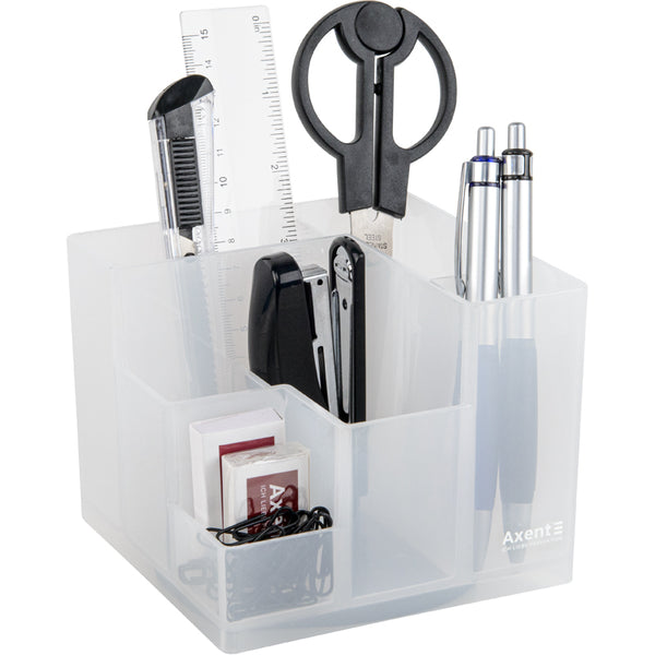 Desktop stationery organizer Axent Cube 2106-21-A, in a color box, white