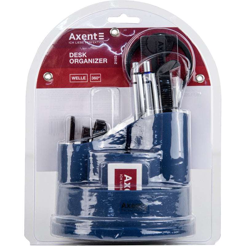 Desktop stationery organizer Axent Welle 2102-47-A,  in a blister pack, indigo blue