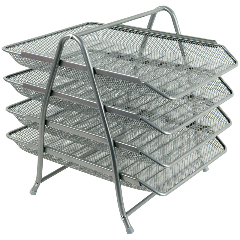 Document tray Axent 2129-03-A horizontal 4-in-1, metal, silver