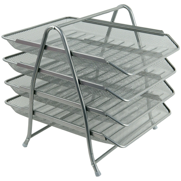 Document tray Axent 2129-03-A horizontal 4-in-1, metal, silver