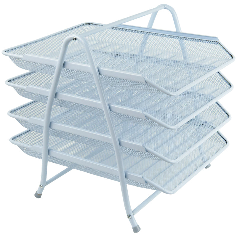 Document tray Axent 2129-21-A horizontal 4-in-1, metal, white