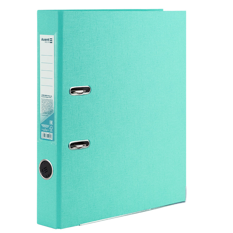 Lever-arch file Axent Delta  D1713-18P, one-sided, A4, 5 cm, non-assembled, Pastelini, mint