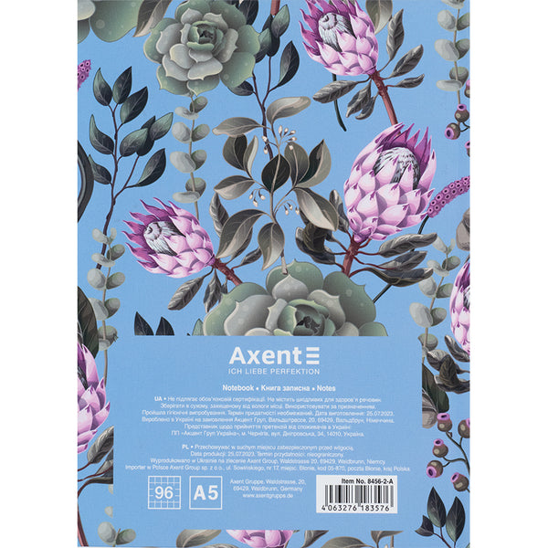 Notes Axent Bloom 8456-2-A, А5, 96 kartek, kratka, niebieski