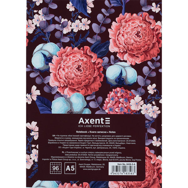 Notes Axent Bloom 8456-3-A, А5, 96 kartek, kratka, fioletowy