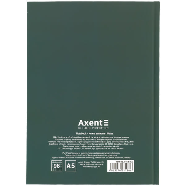 Notes Axent Success 8458-2-A, А5, 96 kartek, kratka, twarda oprawa