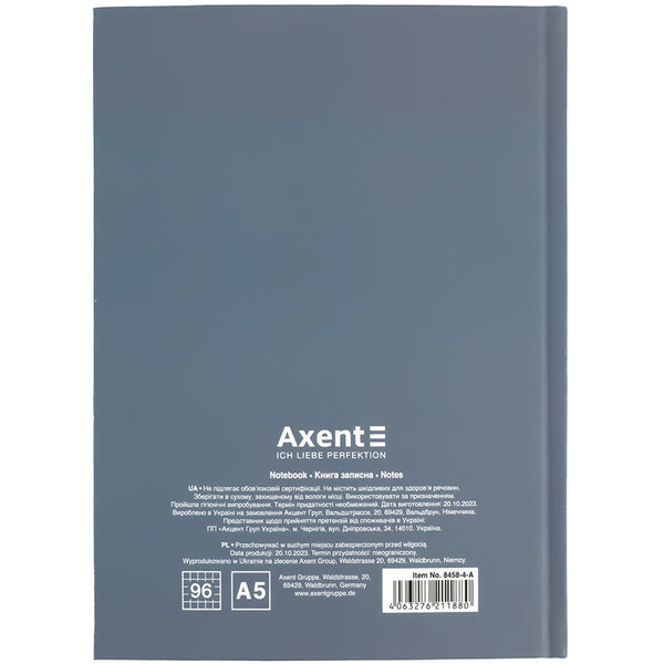 Notes Axent No risk 8458-4-A, А5, 96 kartek, kratka, twarda oprawa