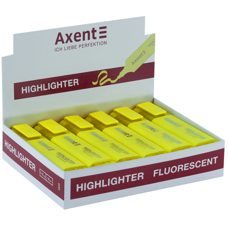 Marker Axent Highlighter 2537-08-A, 1-5 mm, yellow
