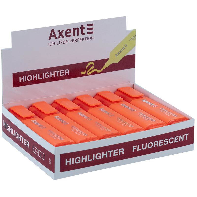 Marker Axent Highlighter 2537-12-A, 1-5 mm, orange