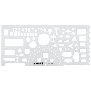 Stencil ruler Officer's Axent 7801-A, 20 cm, transparent