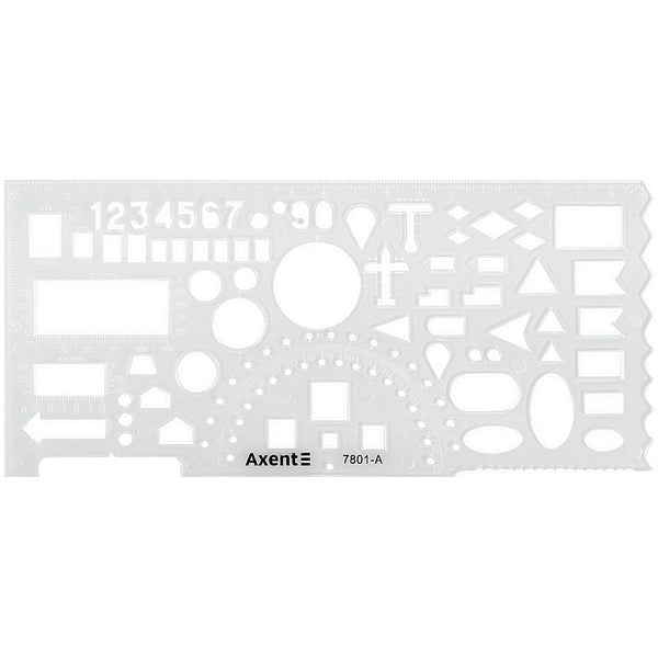 Stencil ruler Officer's Axent 7801-A, 20 cm, transparent