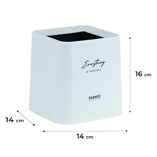 Desktop waste bin Axent 2132-21-A, squared, white