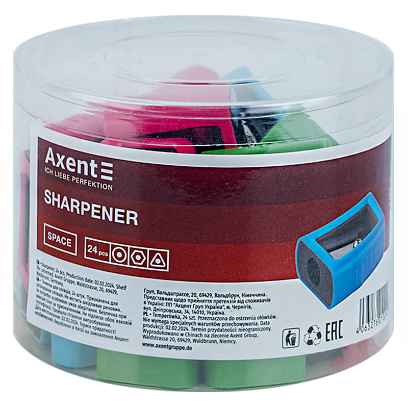 Pencil sharpener Axent Space 1167-A, assorted colors