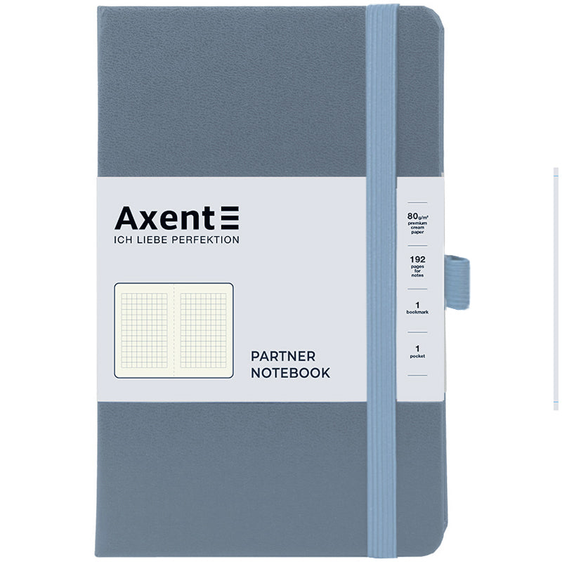 Notebook Axent Partner 8201-62-A, 125x195 mm, 96 sheets, squared, grey