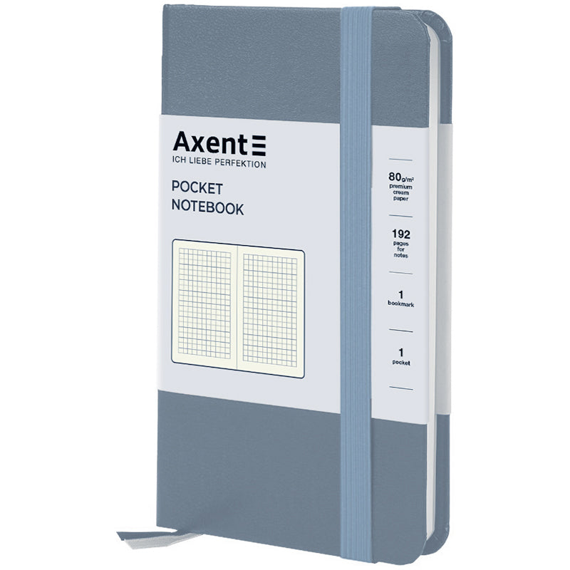 Notebook Axent Partner 8301-62-A, 95x140 mm, 96 sheets, squared, grey
