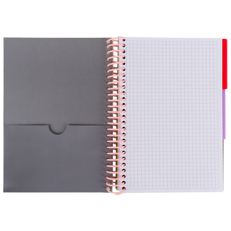 Notebook with dividers Axent 8405-10-A, А5, 120 sheets, squared, grey
