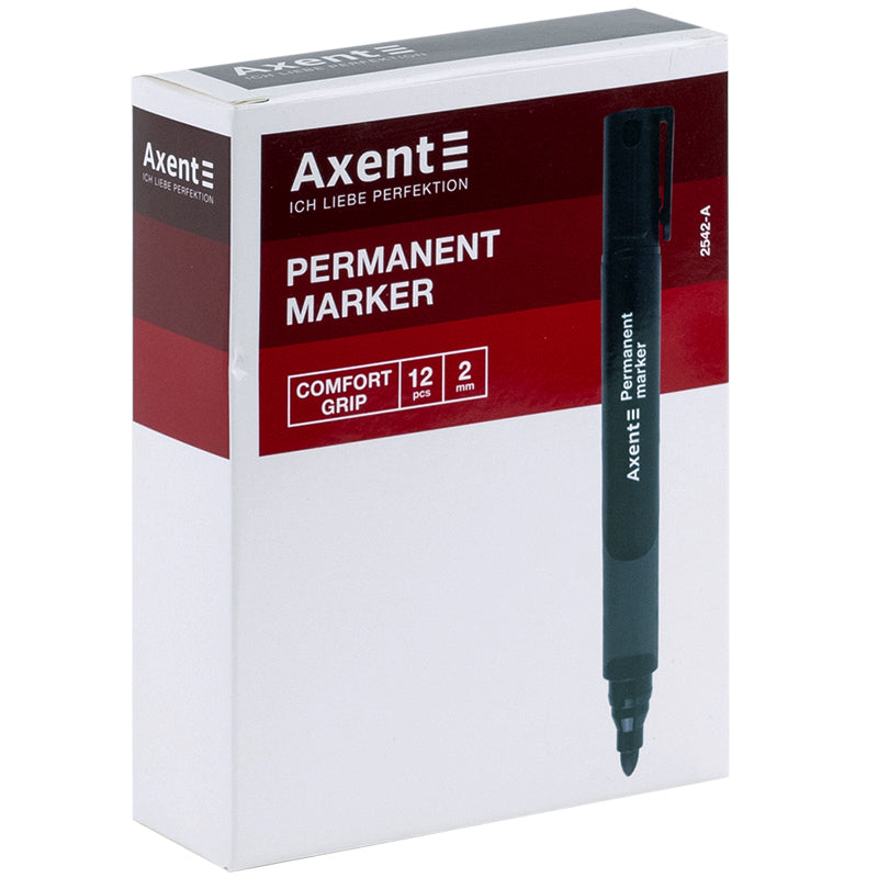 Marker Axent Permanent Comfort Grip 2542-02-A, 2 mm, round, blue