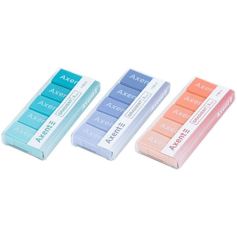 Set of erasers in a plastic box Axent Gradient 1199-A, 5 pcs, assorted colors
