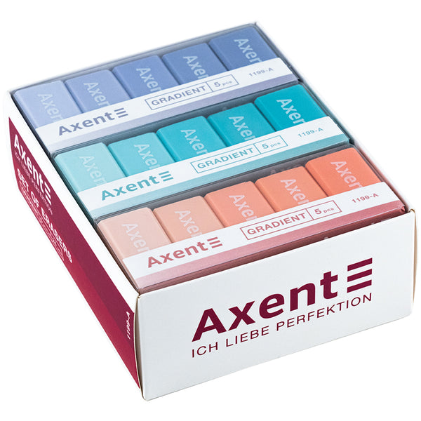 Set of erasers in a plastic box Axent Gradient 1199-A, 5 pcs, assorted colors