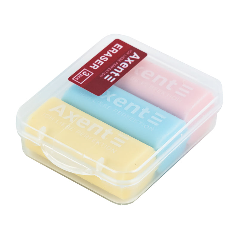Set of erasers in a plastic box Axent Pastelini 1198-A, 3 pcs, assorted colors